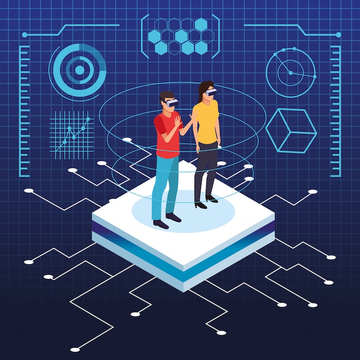 Free Vector couple playing with virtual reality