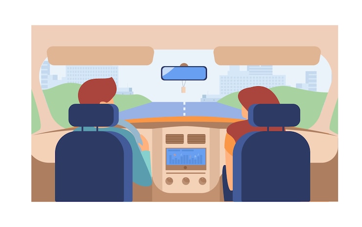 Free Vector couple riding vehicle