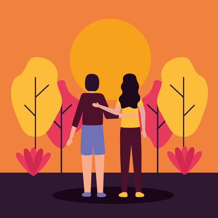 Free Vector couple romantic activities outdoors flat