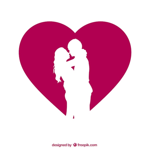 Free vector couple silhouette with heart