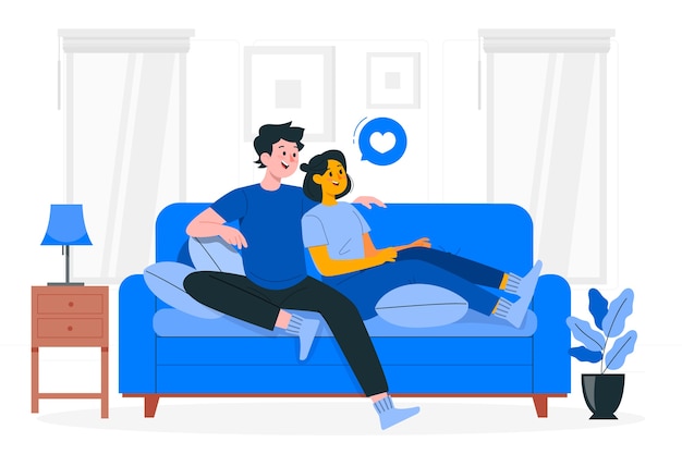 Vettore gratuito coppia sull'illustrazione del concetto di divano