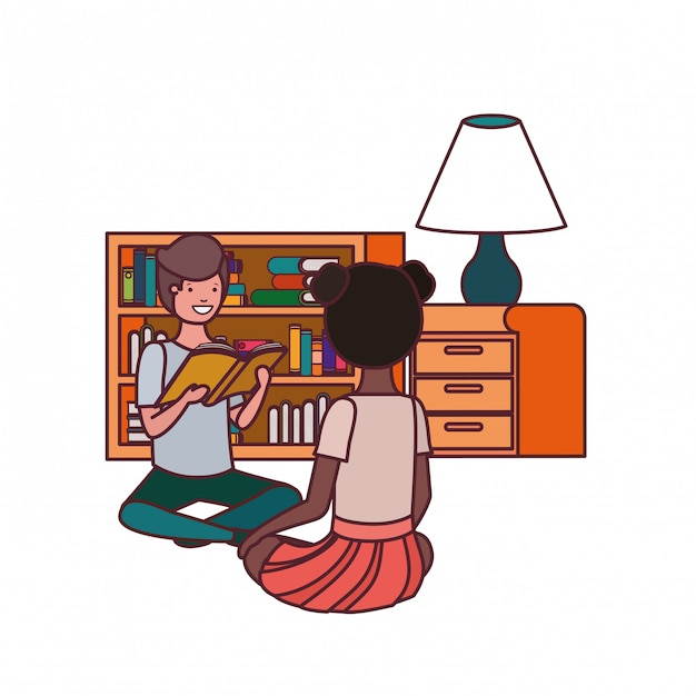 Free vector couple of student with reading book