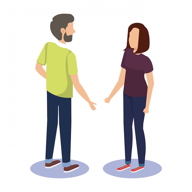 Free vector couple talking avatars characters