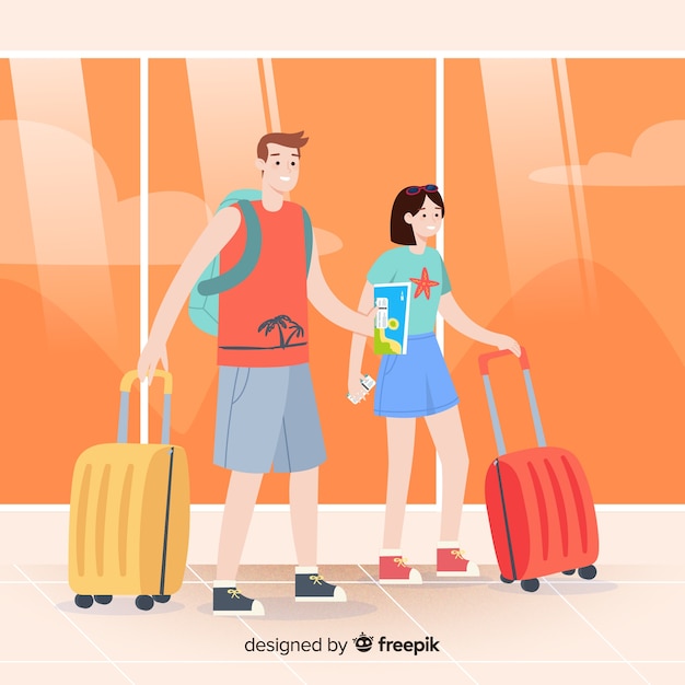 Couple traveling background