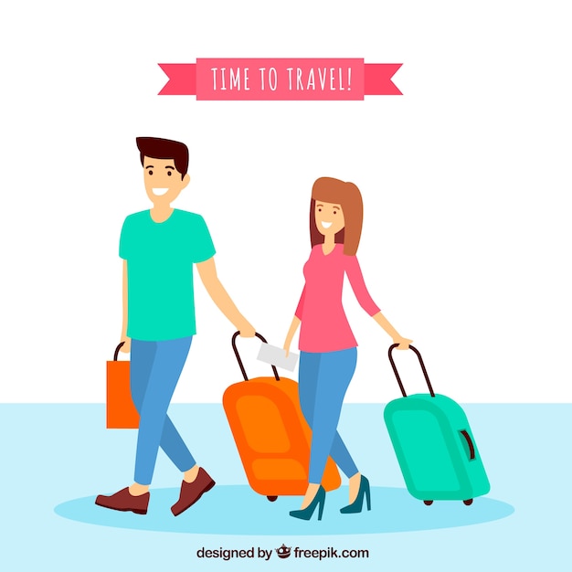 Free vector couple traveling together