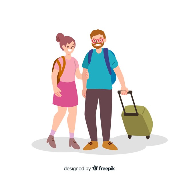 Free vector couple traveling