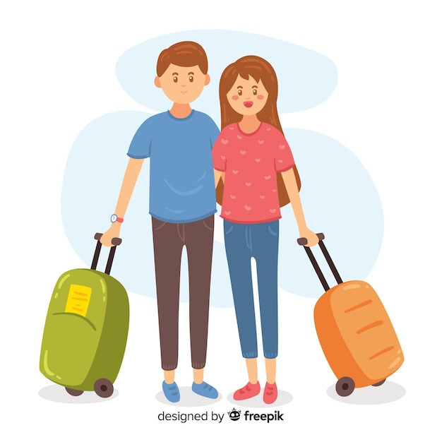 Free vector couple traveling