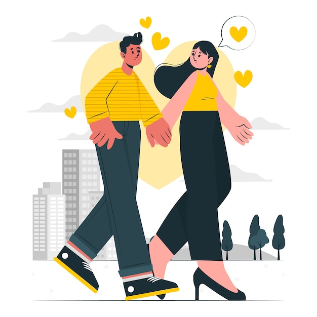 Free vector couple walking together concept illustration