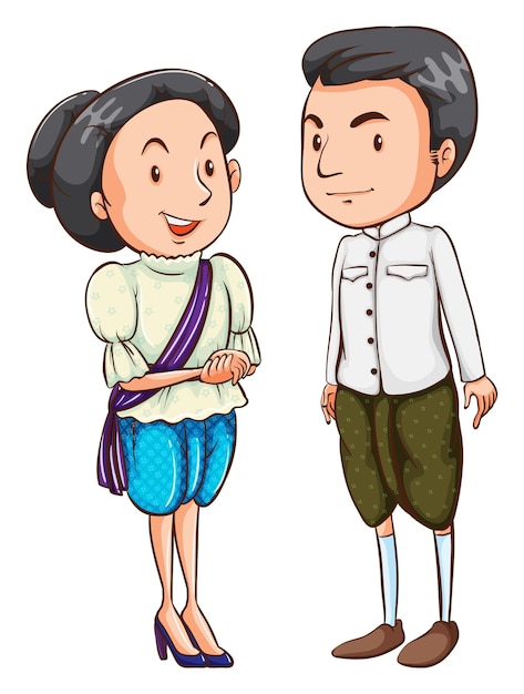 Free vector a couple wearing a national costume