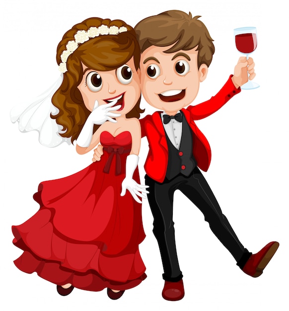 Free Vector: A couple who just got married