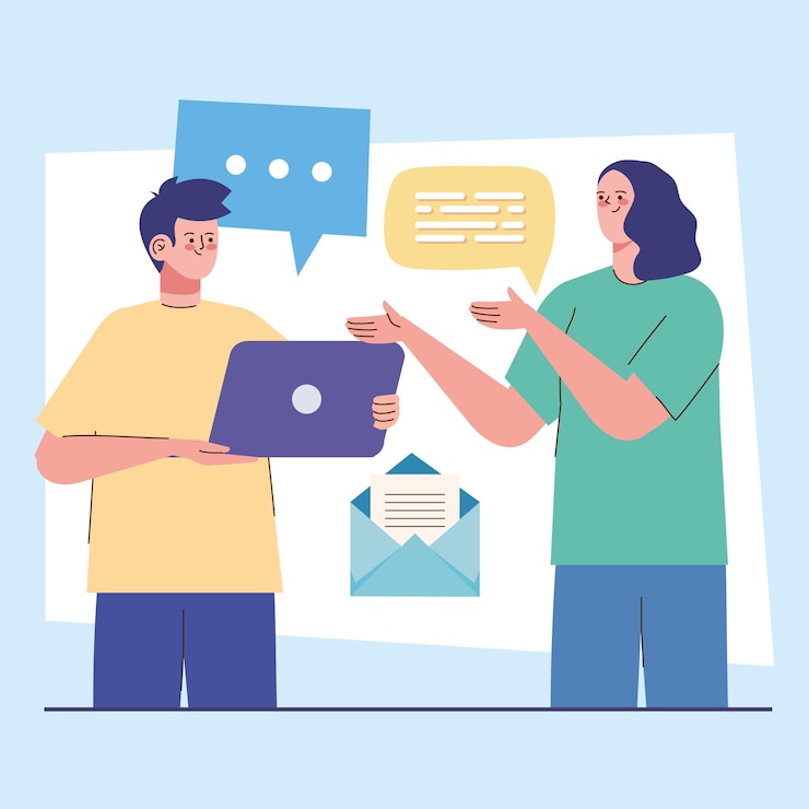 Free Vector couple with social marketing