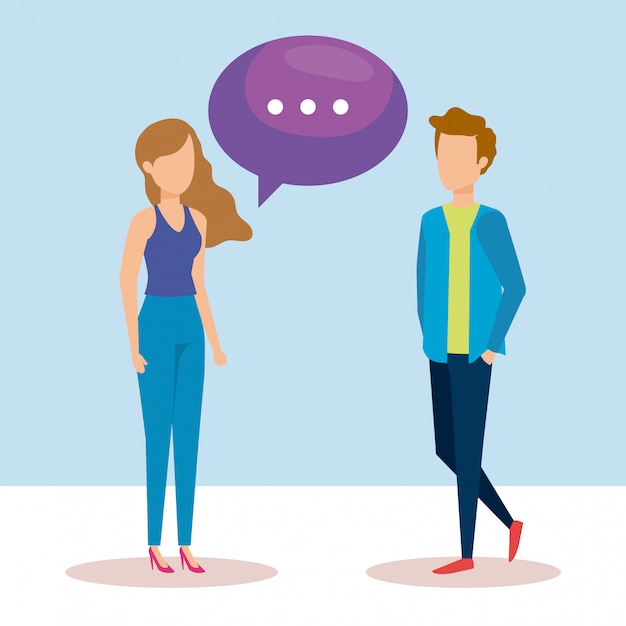 Couple with speech bubbles