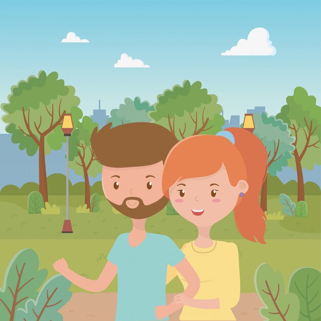 Free vector couple of woman and man cartoon