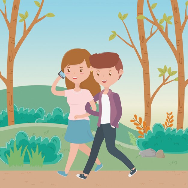 Free vector couple of woman and man cartoon