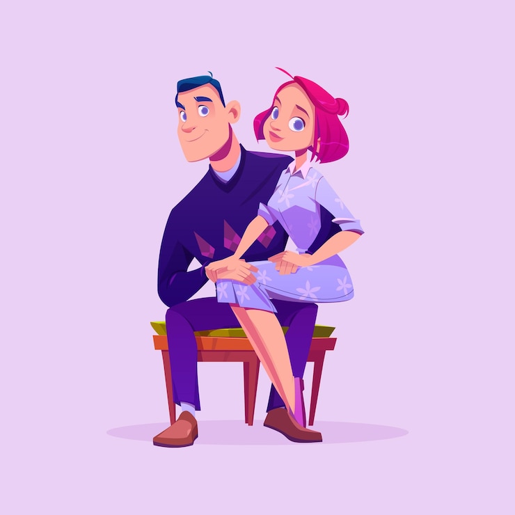 The husband leans over and asks his wife