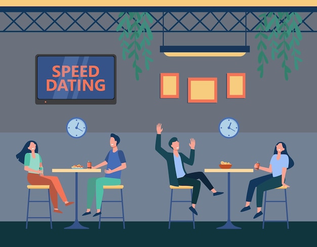 Free vector couples in cafe on speed dating program