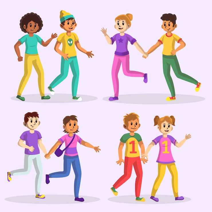 Free Vector couples enjoying walking together