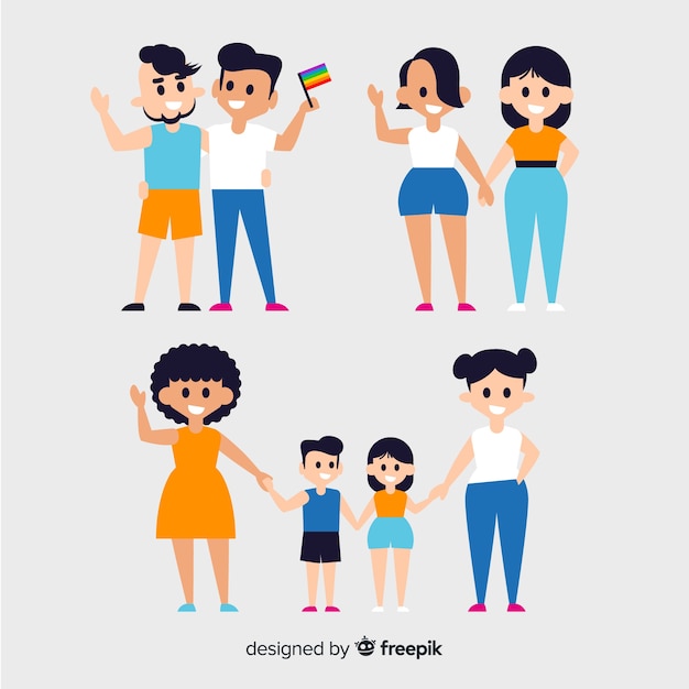 Free vector couples and families of the pride day