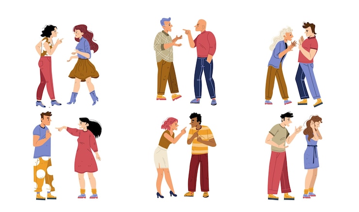 Free Vector couples and friends quarrel and argue