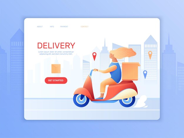 Free vector courier delivery landing page