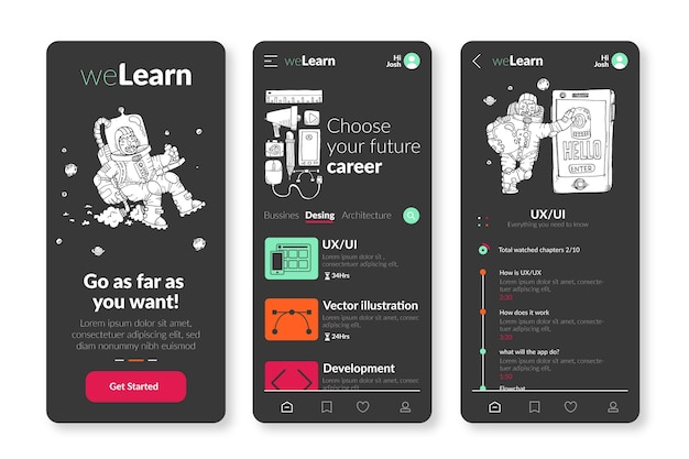 Free vector course app interface