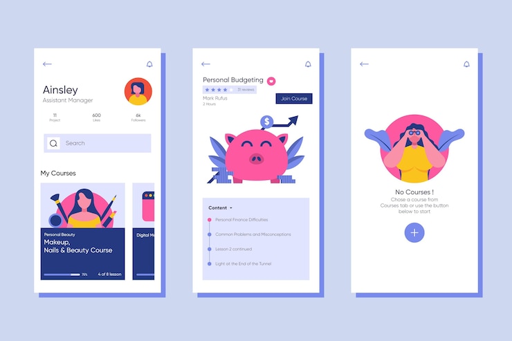 Free Vector course app template