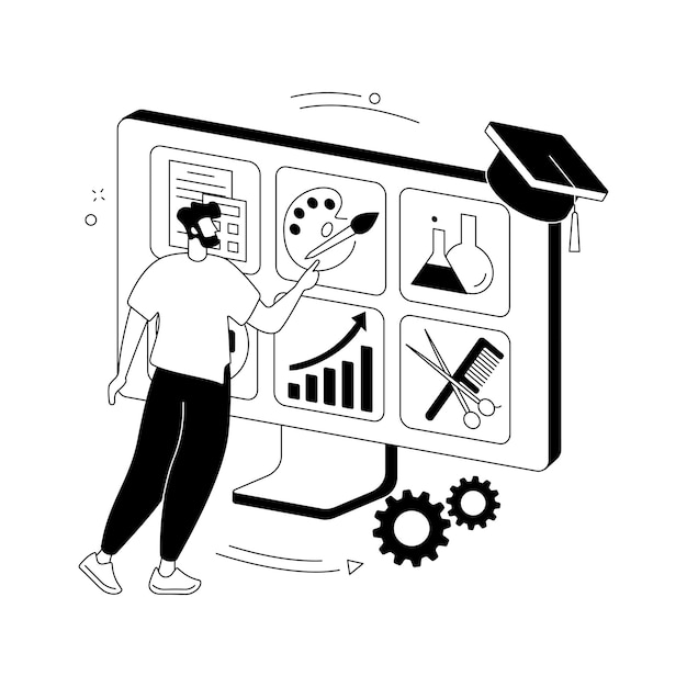 Vettore gratuito illustrazione vettoriale del concetto astratto di iscrizione al corso iscriversi a un corso fare domanda per il corso di laurea aggiungere al piano di studi sistema di iscrizione online modulo di iscrizione nuovo studente metafora astratta