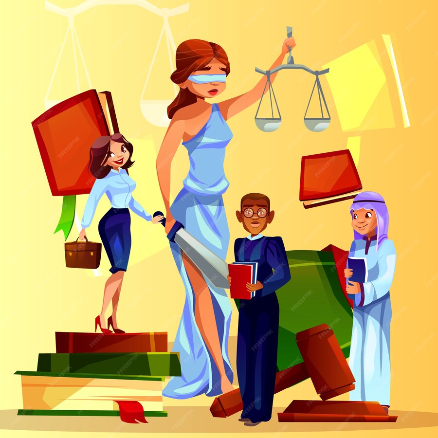 Free Vector Court and legislation illustration of cartoon law people