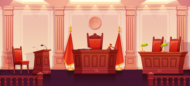 Free vector courtroom interior background trial justice room