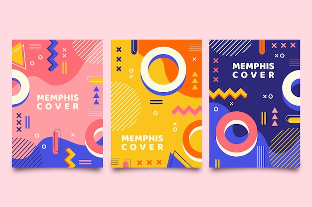 Cover collection colorful memphis design