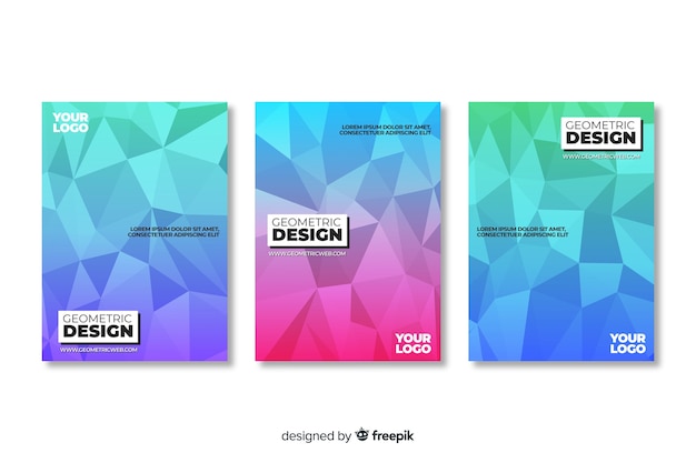 Free vector cover collection with geometric design