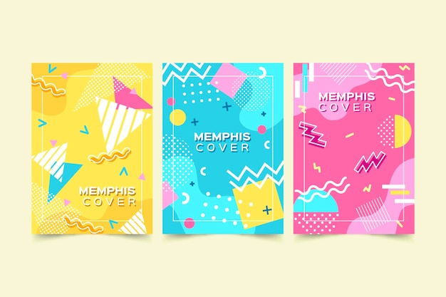 Cover set colorful memphis design