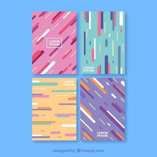 Free vector cover template collection with colorful lines