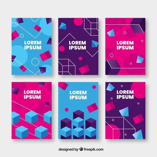 Cover template collection with geometric design