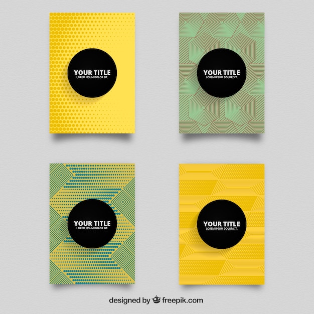 Free vector cover template collection with halftone patterns