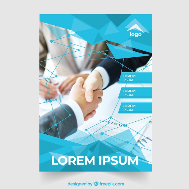 Cover template with geometric design and photo