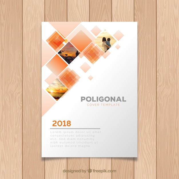 Cover template with geometric design and photo