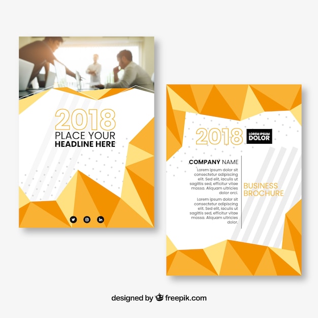 Cover template with geometric design and photo