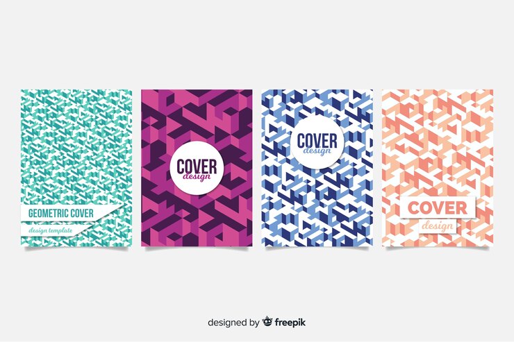 Free Vector cover template with geometric design set
