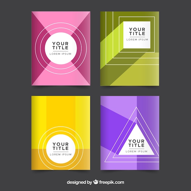 Free vector covers collection with geometric shapes