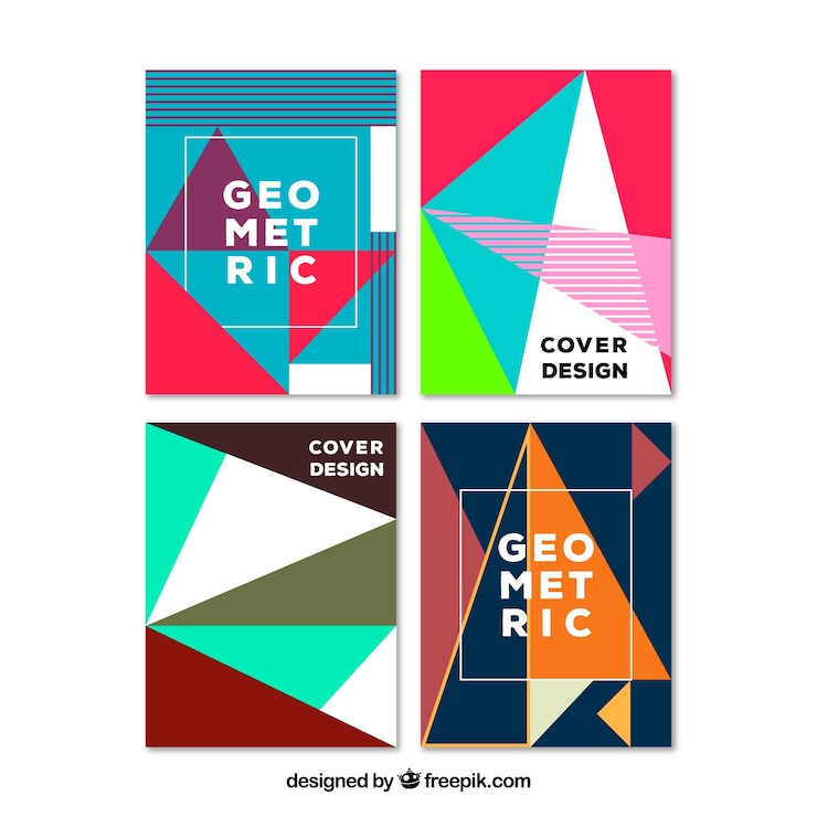 Free Vector covers collection with geometric shapes
