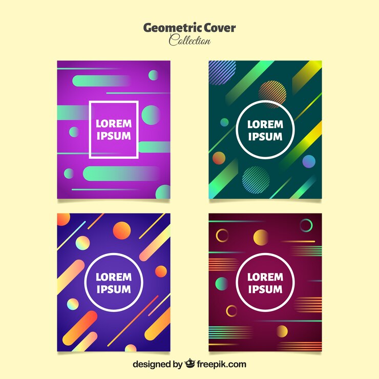 Free Vector covers collection with geometric shapes