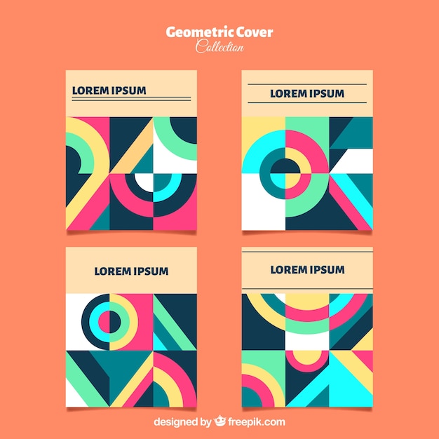 Free vector covers collection with geometric shapes