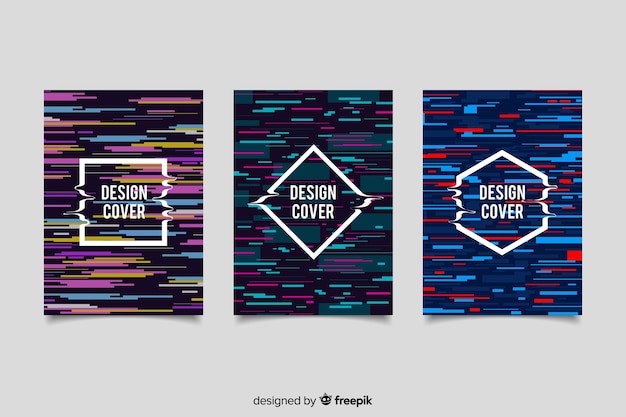 Covers design with colorful glitch effect