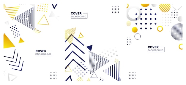 Free vector covers templates set with bauhaus memphis and hipster style graphic geometric elements applicable for placards brochures posters covers and banners vector illustrations