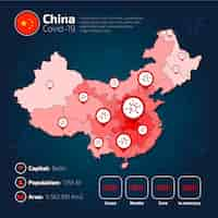 Vettore gratuito covid-19 china country map infographic