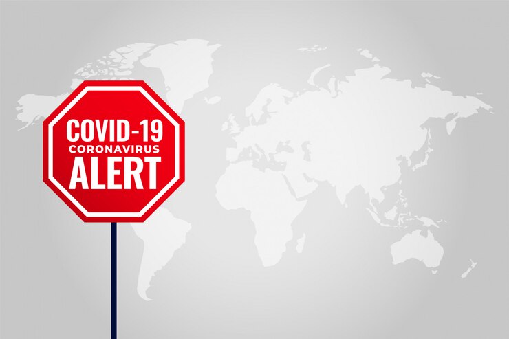 मुफ़्त वेक्टर covid-19 coronavirus alert background with world map