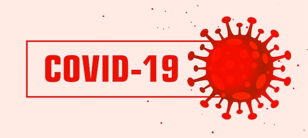 Covid-19 coronavirus pandemic red banner design virus