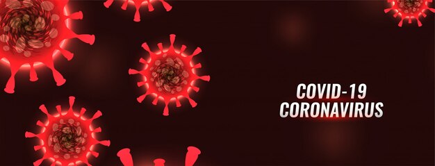 Covid-19 coronavirus red banner design