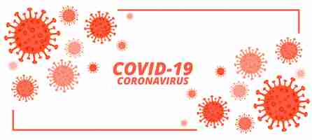 Vettore gratuito nuovo striscione coronavirus covid-19 con virus microscopici